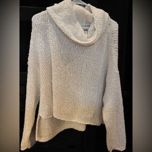 Free People Cream Cowl Neck Knit Sweater